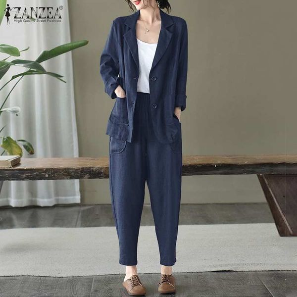 

pants women's blazers 2021 autumn fashion pants suits female solid cotton lapel business pockets workwear plus size 5xl, White