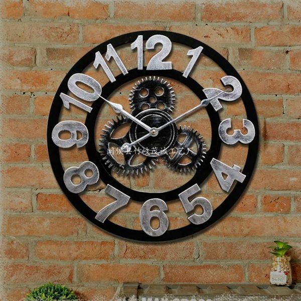 

wall clocks 20 inch retro metal wooden roman clock modern design living room cafe quiet decorative quartz