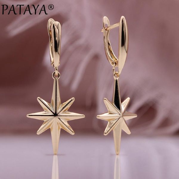 

dangle & chandelier pataya unique metal long earrings 585 rose gold amulet drop women religion unusual creative fine fashion jewelry, Silver