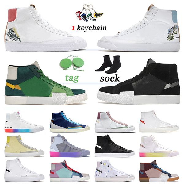 

classic blazer mid 77 casual vintage designer shoes men woman moaic color code white black paint splatter indigo off indigo trainers platfor