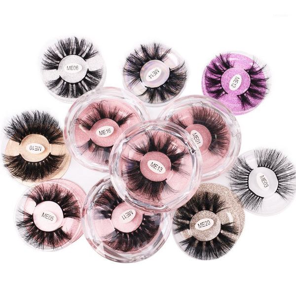 

wholesale 20 pair 25mm real false eyelashes bulk dramatic soft long diamond round box case packaging glitter base1