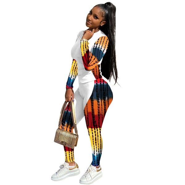 

women's fall 2021 new trend print stitching long sleeve t-shirt and trousers set m1006, Black;gray