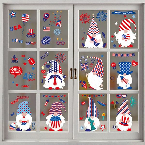 

wall stickers 102/130pcs 9 sheet double sided independence day window sticker pvc static cling furniture decoration