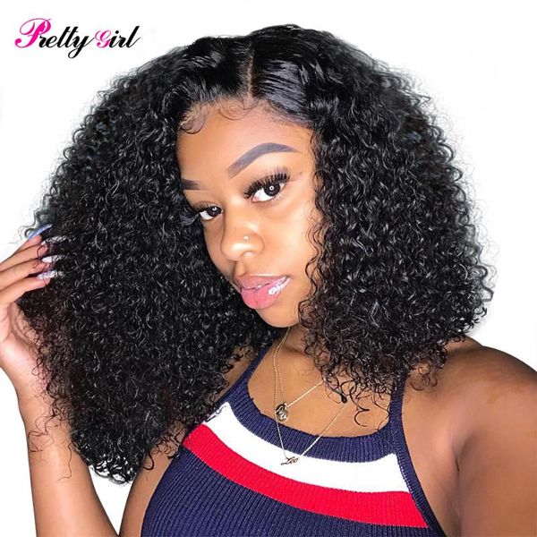 

lace wigs pretty girl peruvian curly hair short bob closure wig human water wavy for women preplucked natural hairline, Black;brown