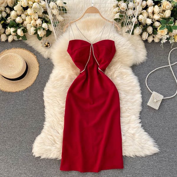 

casual dresses 2021 new chic strappy party women fashion summer sleeveless v-neck open back zipper club vestidos g, Black;gray