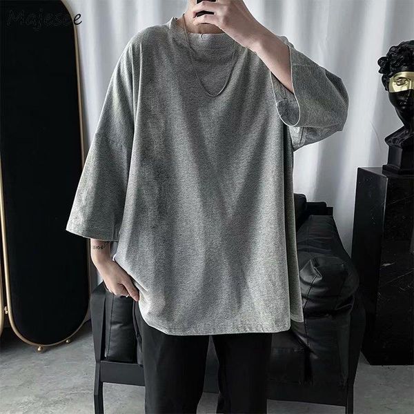 

men's t-shirts short sleeve men vintage couples ins solid loose all-match teenagers fashion korean style chic, White;black