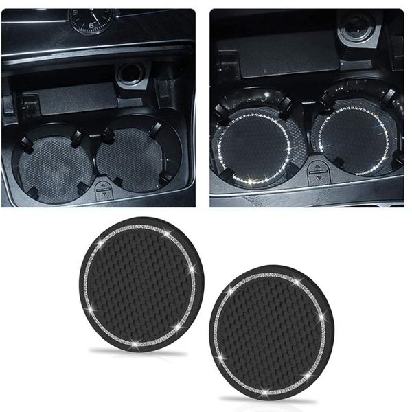 

interior decorations universal vehicle bling cup holder, insert car accessories silicone anti slip crystal rhinestone