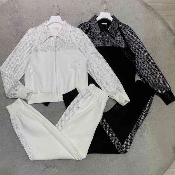

2021ss brand women tracksuit diamond shinylogo fashion hoodies pants 2 piece suit autumn designer sports suit long sleeve running fitness fe, White