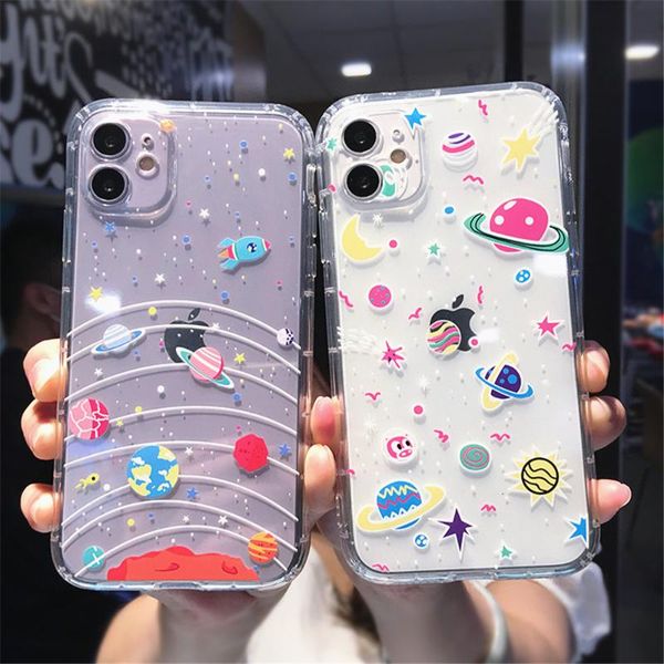 

cell phone pouches cute cartoon planet star space cover for 11 12 pro max 12mini x xs xr 7 8 plus transparent soft tpu shockproof cas