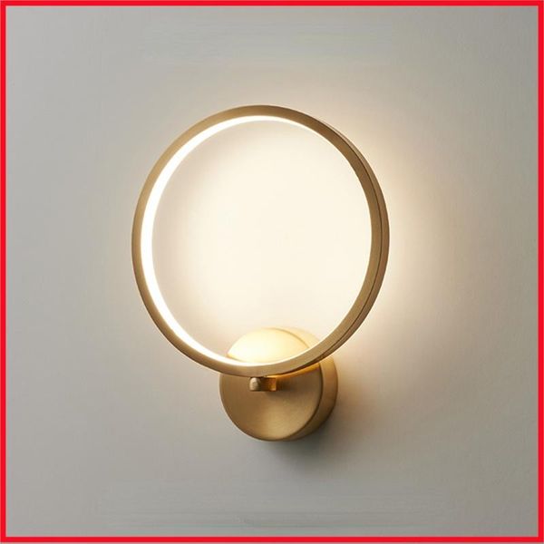 

wall lamps nordic lamp round copper led indoor bedside sconce light decor for bedroom living room loft stair