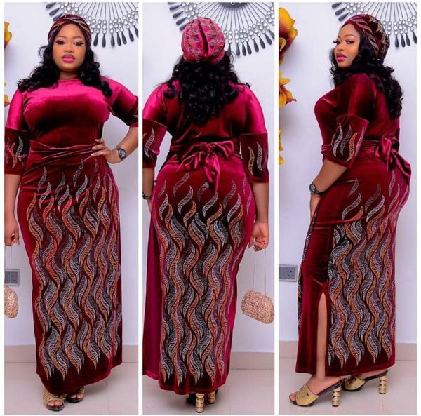 

ethnic clothing arrivals 2021 african dashiki flowers pattern print dress 3/4 sleeve casual dresses for women 3xl 4xl, Red