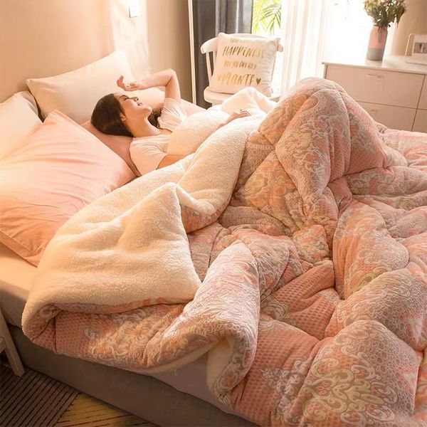 

comforters & sets lamb double-faced velvet 10 kg wool quilt warm in winter thick blanket core extra single 8 double comforter