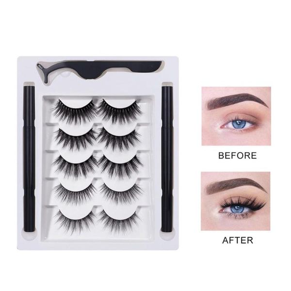 

false eyelashes mix 5 pairs eye makeup magnet lashes magnetic liqiud eyeliner beauty kit