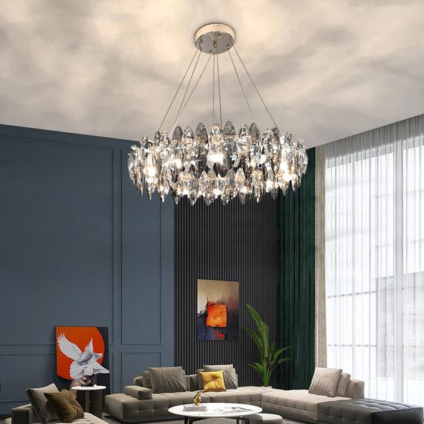 Chandeliers Modern Round Cristal LED Suspensão Luminária Luminária Lustre Lampen Lamp Lâmpada Lustre Lustre para Foyer