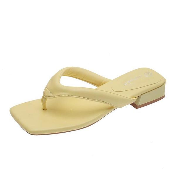 

brand women slipper summer outdoor sandal slip on flip flop ladies square heel slides elegant shoes d089 slippers, Black