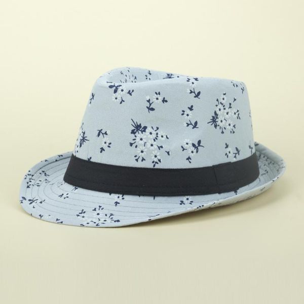 

wide brim hats pastoral women's hat daisy printed sun spring and summer, Blue;gray