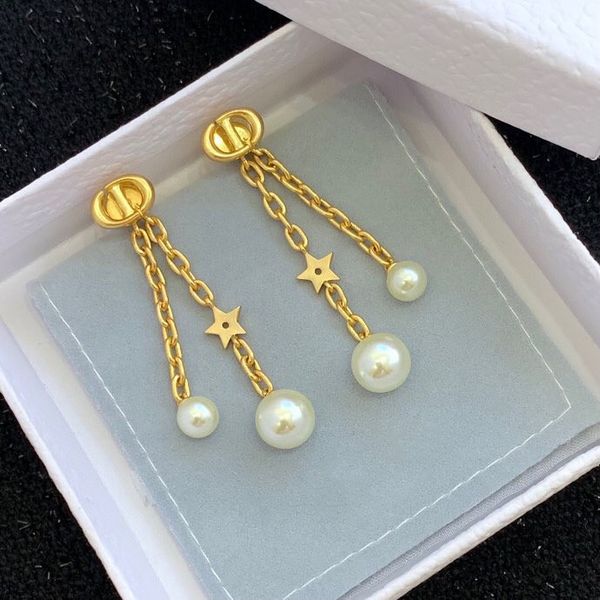 

design jewelry home letter pig nose pearl long earrings simple fashion 2021 new watch jewelry collection, Golden