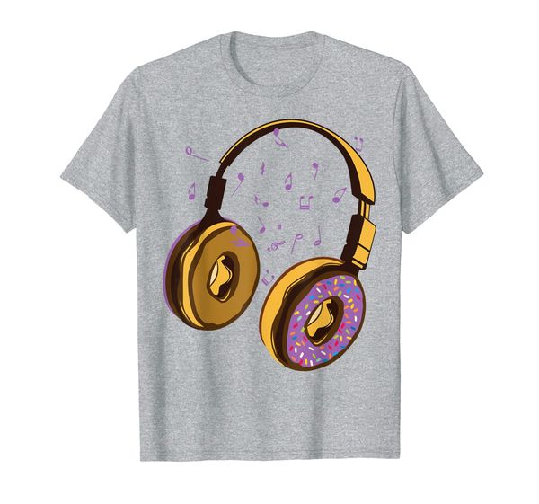 

funny music notes and bakery sweets gift donut headphones t-shirt, White;black