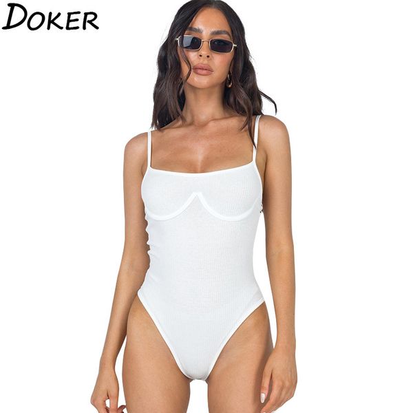 

women sling solid color push up skinny bodysuits high waist backless shoulderless casual street style bottoming shirt 210423, Black;white