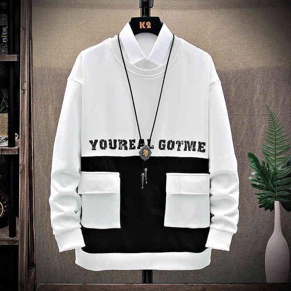 

spring 2021 new men's sweater korean slim bottom shirt long sleeve t-shirt w83, Black