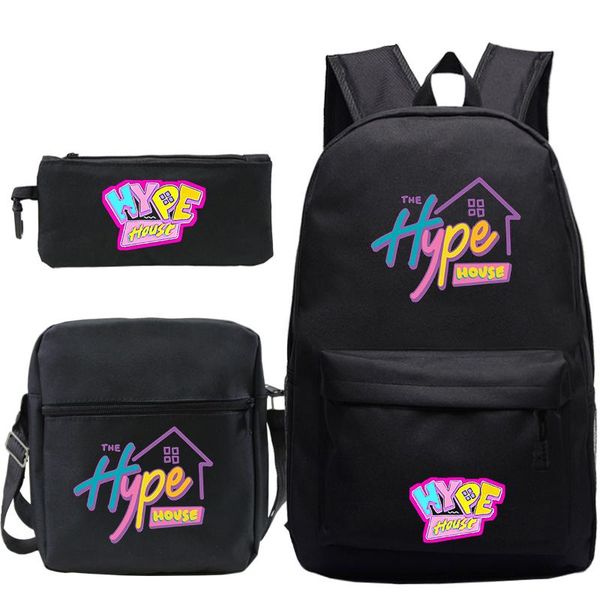 

backpack 3pcs/sets the hype house school bags boys girls students daily use rucksack teenagers travel gifts