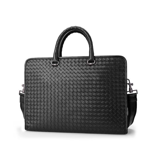 

briefcases genuine leather handbag calf craft business briefcase commercial computer messenger woven bags