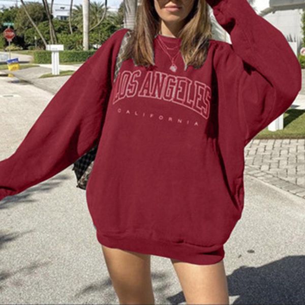 

women's hoodies & sweatshirts vintage letter print hoodie sweatshirt autumn winter loose casual oversized pullovers fleece warm clothin, Black