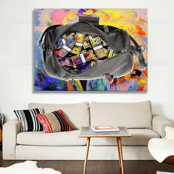 

wall art modular picture colorful dollars money bags posters canvas paintings quadros prints nordic modern home decor