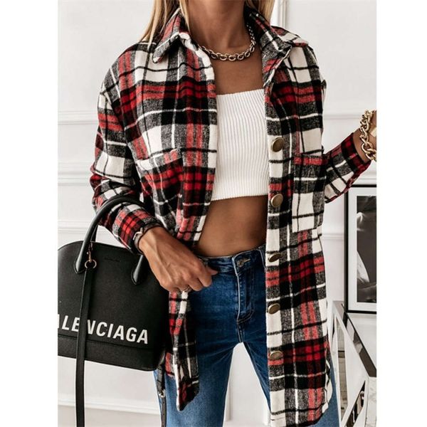 

tianye autumn winter long sleeve shirt plaid single breasted coat, Black;brown