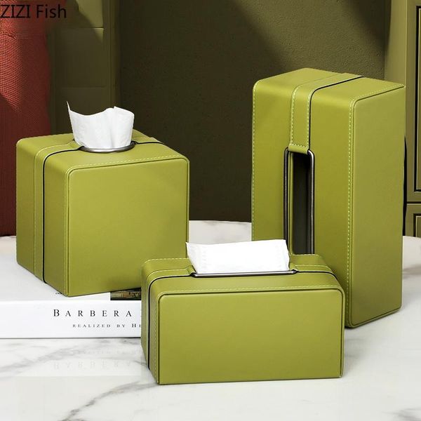 

tissue boxes & napkins european removable storage box green leather napkin container gift coffee table living room decoration