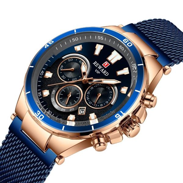 

wristwatches reward men business wrist watch full steel mesh belt 24 hour date quartz waterproof watches montre uhr with gift box, Slivery;brown