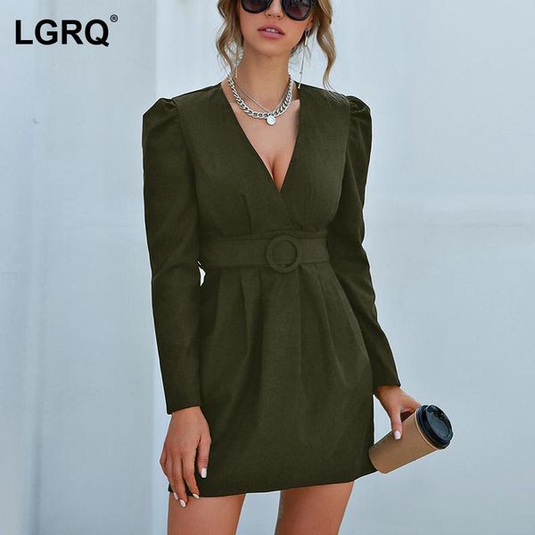 

women's jackets [lgrq] fashion for women 2021 v-neck long sleeve belt densing casual coat tide spring autumn 19d3092, Black;brown