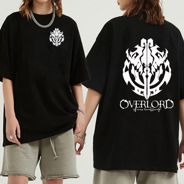 

men's t-shirts overlord logo anime t-shirt hip hop o-neck loose casual fashion, White;black