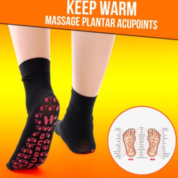 

sports socks soft and comfortable tourmaline magnetic self heating therapy massage 2021, Black