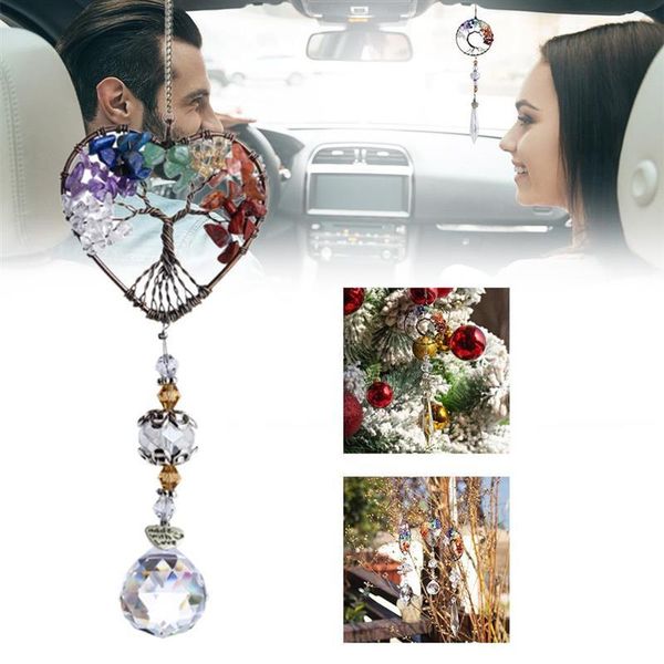 

interior decorations tree of life crystal pendant with stone beads hanging for women car decor key bags accessories birthdays ornaments gift