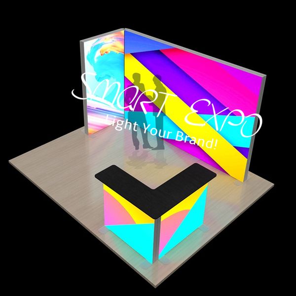 

20ft illuminating trade wall booth advertising display with frame kits custom print carry bag