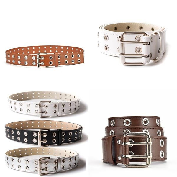 

hollowed out eyelet belt maternity supplies double needle buckle vent female fashion leather girdle clothing decoration man waist belts 8lc, White