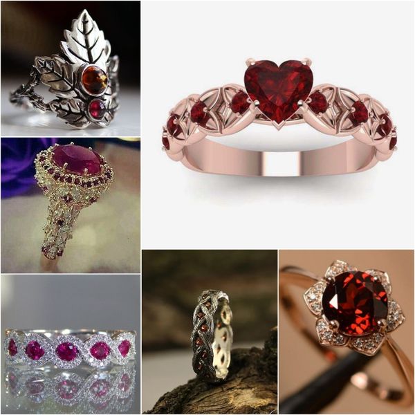 

new come luxury ring band infinity lucky women ring with red cz stone fashion jewelry neo-gothic ring, Slivery;golden