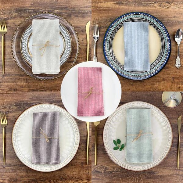 

table napkin set of 12 pcs 40x40cm plain narrow striped cloth napkins cotton dinner for events & home use