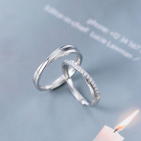 

cluster rings 925 sterling silver couple set promise wedding bands for him and her women men jewelry ring gift, Golden;silver