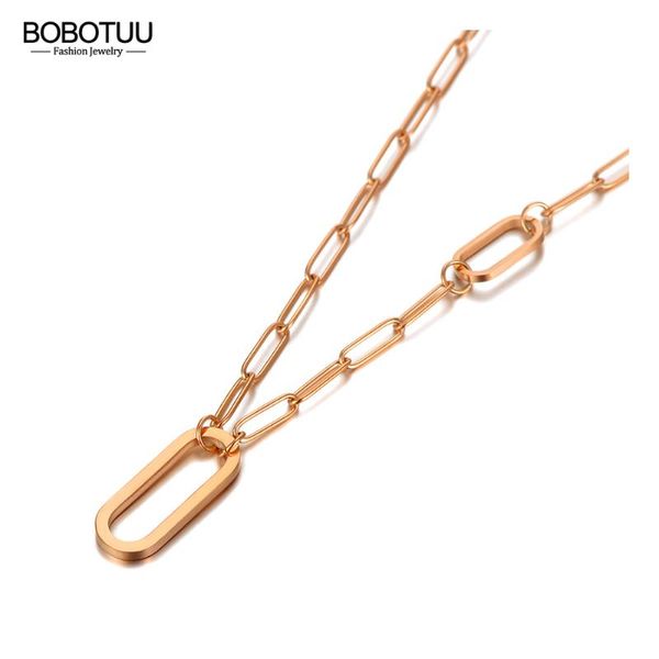 

chains bobotuu design stainless steel geometric charm chain link choker necklace hiphop/rock pendant for women bn20210, Silver