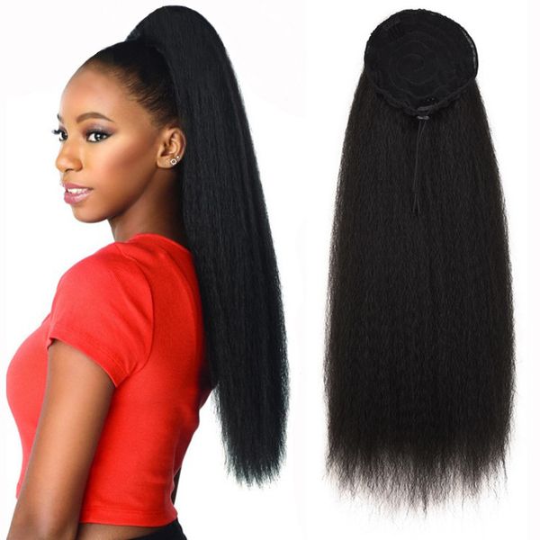 

long curly ponytails yaki fluffy explosive head hair horsetail corn beard african synthetic hairs, Black