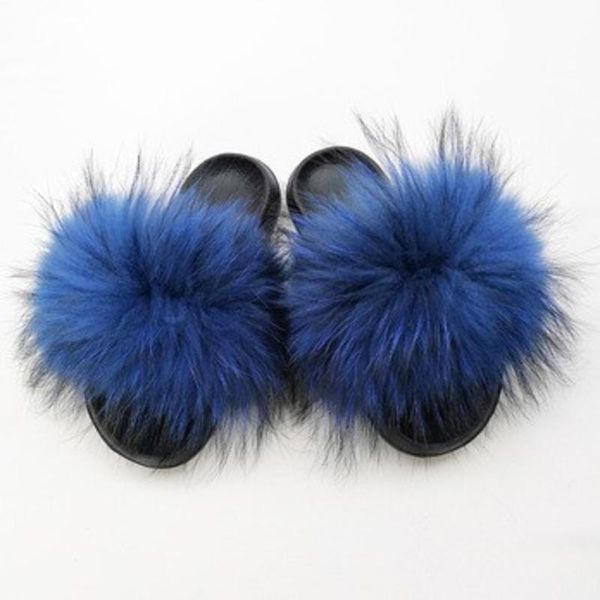 

slippers winter fluffy fur women real slides mixed fuzzy flat sandals indoor lady flip flops plush shoe, Black