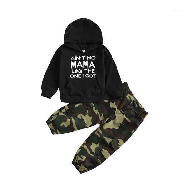 

1-6y infant kids boys clothes sets letter print long sleeve hooded camouflage pants 2pcs1, White