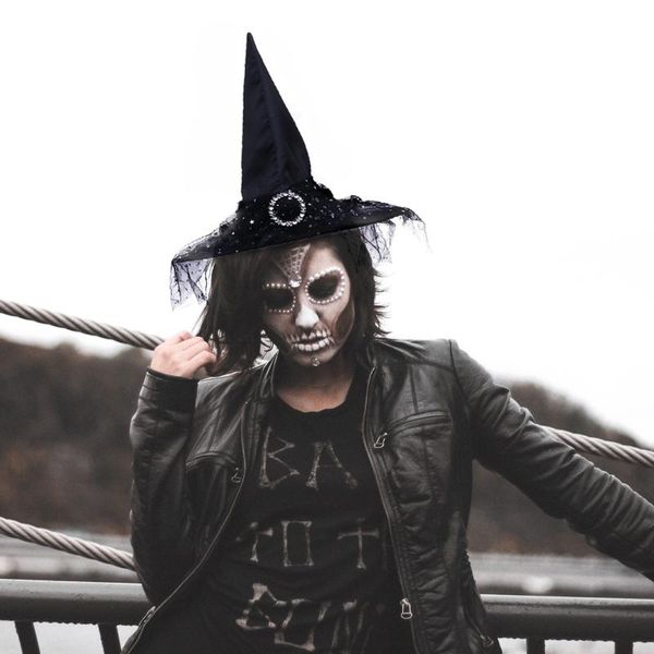 

party hats 2pcs universal chic caps adorable headwears mysterious witch (black)