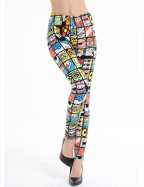 

cartoon comic 3d printed women legging sporting fitness clothing polyester spandex workout runs pants pyrotechnics slimer legin, Black