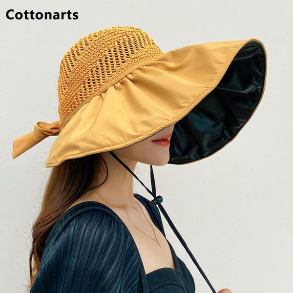 

wide brim hats summer waterproof vinyl sun hat light mesh breathable knitted uv sunscreen empty solid color bow fisherman, Blue;gray