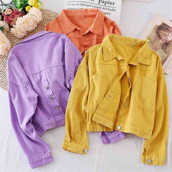 

women autumn solid color long sleeve turn-down collar double pockets loose coat back chic button jacket gk509 210507, White