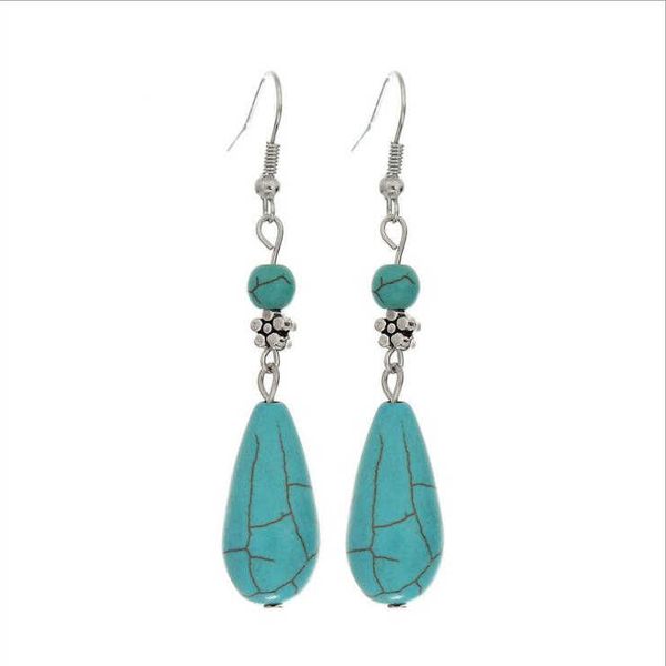 

women's drop shape tibetan silver turquoise dangle & chandelier earrings gstqe003 fashion gift folk-custom women diy earring
