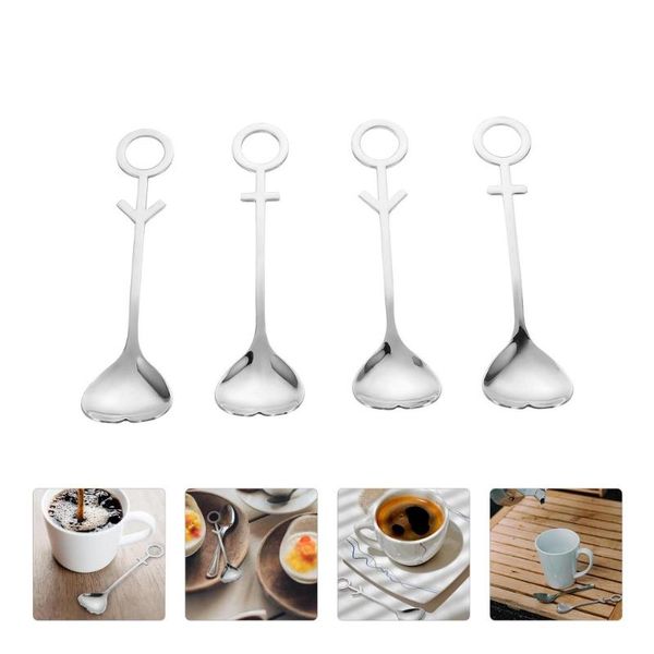 

spoons 2pcs dessert stainless steel mixing coffee spoons(silver)